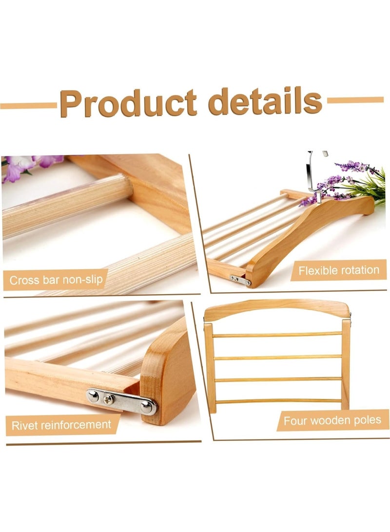 علاقة ملابس خشبية بأربعة أرفف للسراويل - منظم خزانة ملابس للجينز والسراويل والأوشحة والأحزمة، يحافظ على الملابس خالية من التجاعيد ومرتبة، مثالي للمساحات الصغيرة - Image 4